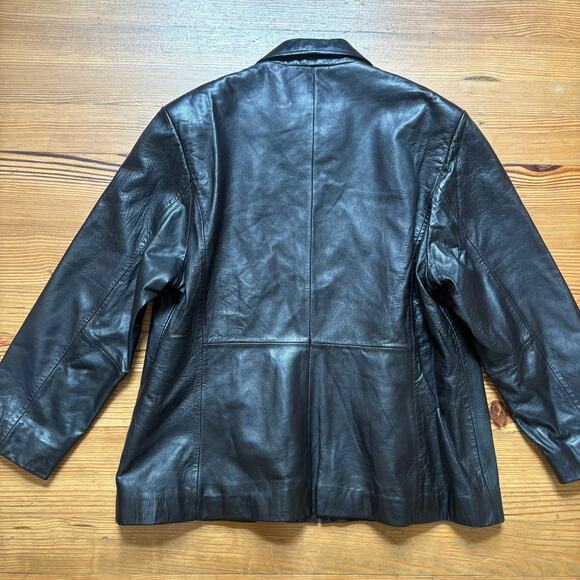 IZZI Collections black leather full zip collar bomber jacket SIZE L - Picture 6 of 6